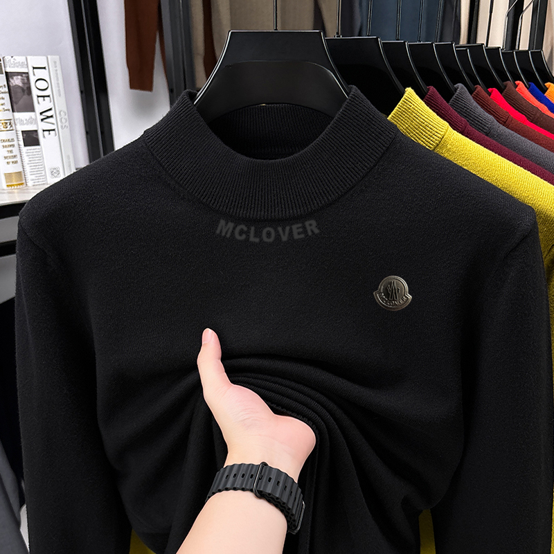 【撤柜】冬季加厚羊绒衫男半高领毛衣打底羊毛衫宽松纯色高端毛衣