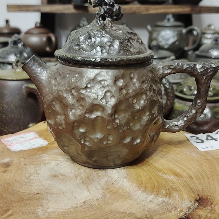 坭兴陶纯柴烧全手工太湖石茶壶微瑕