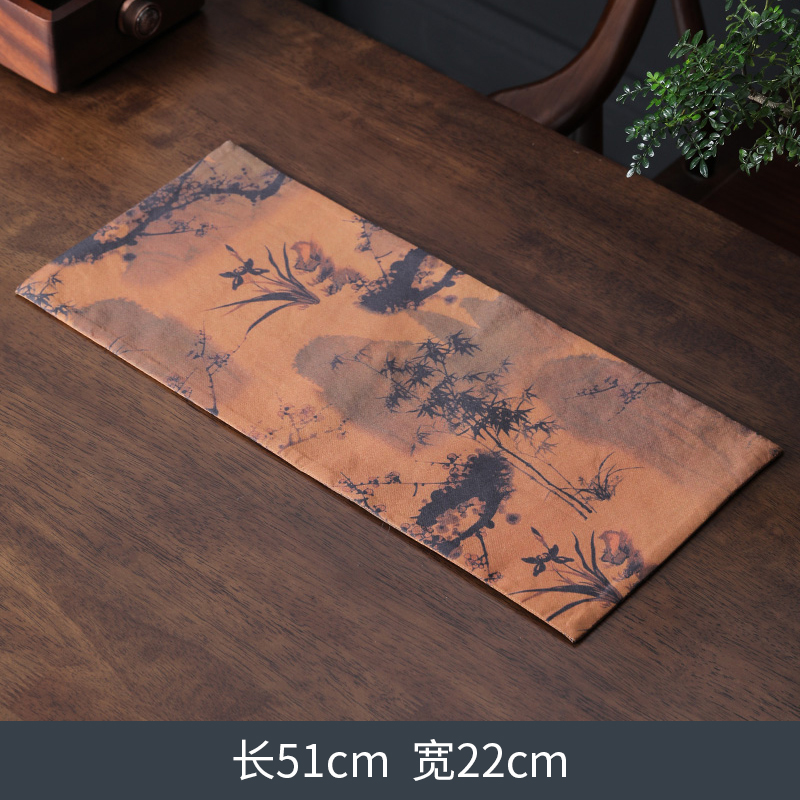 【60】XG-21墨影 22×51CM纯手工缝制轻奢香云纱双面干泡席 