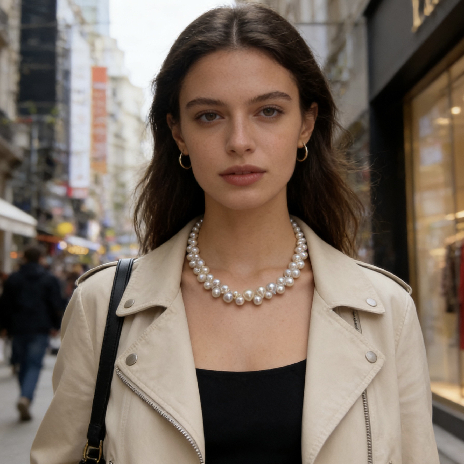 日本原装进口炫彩巴洛克项链海水珍珠异形花瓣风铃双层时尚气质女