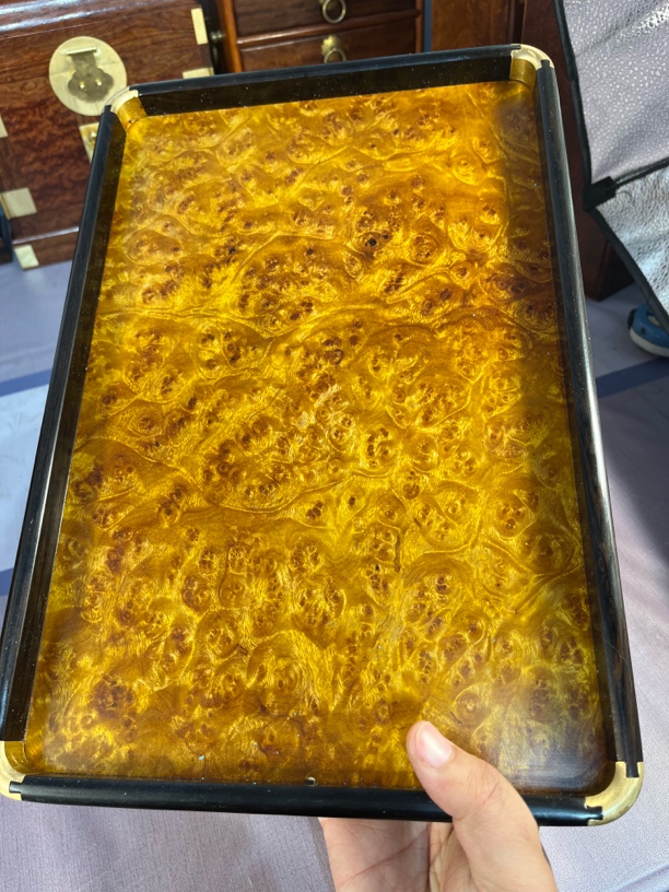 黄金樟爆满留疤纹超大托盘茶盘