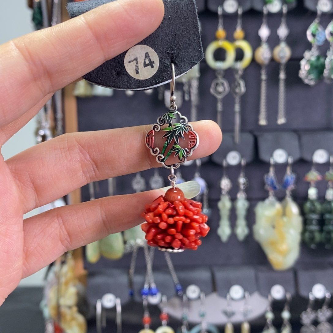 玛瑙/玉髓耳坠银S925镶嵌华****】X17