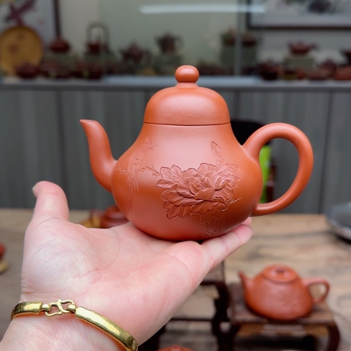 紫砂茶壶朱泥200 c C夫妻双国工作品