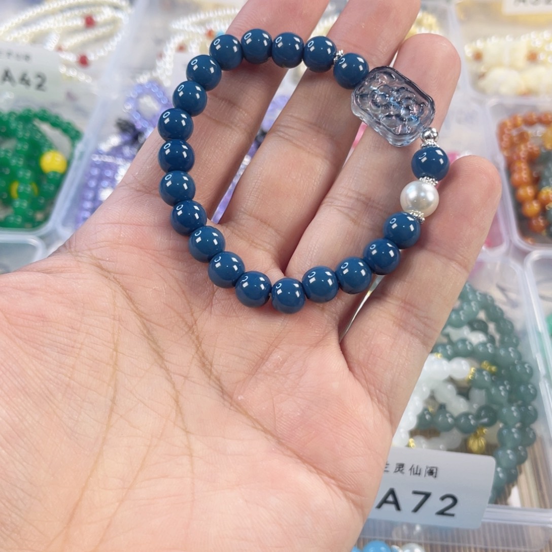 檀香紫檀（小叶紫檀）手串银S925镀金镶嵌