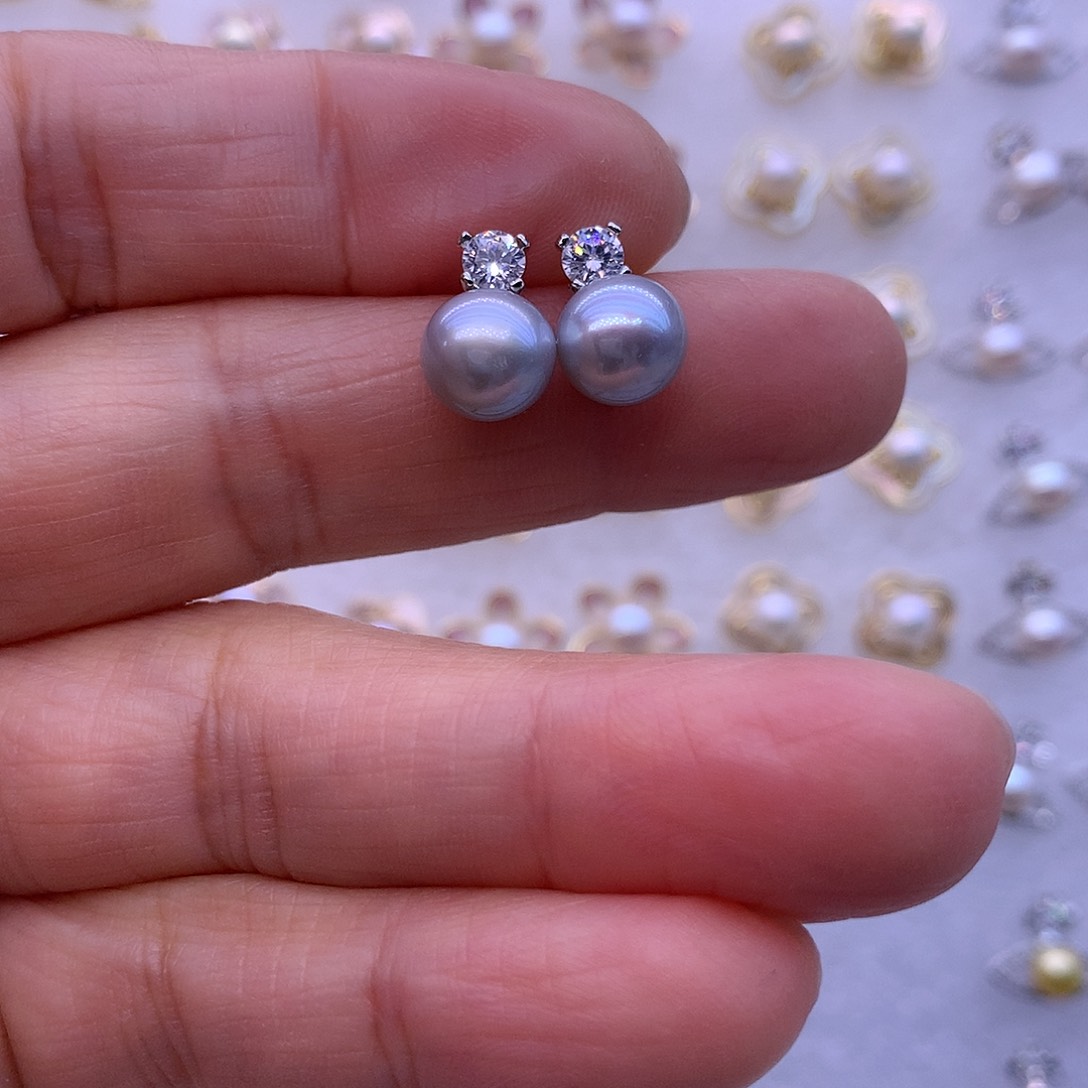 淡水珍珠耳饰合金