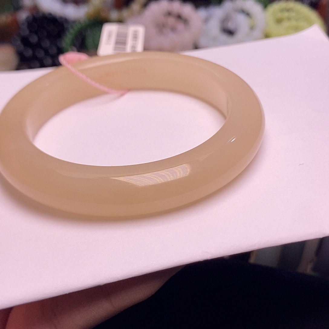 和田玉未镶嵌颈饰老矿料浓藕粉红粉手镯57,5