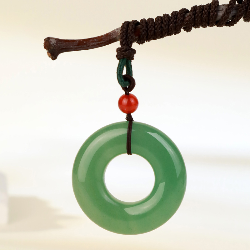 天然东陵玉圆环吊坠 平安扣吊坠