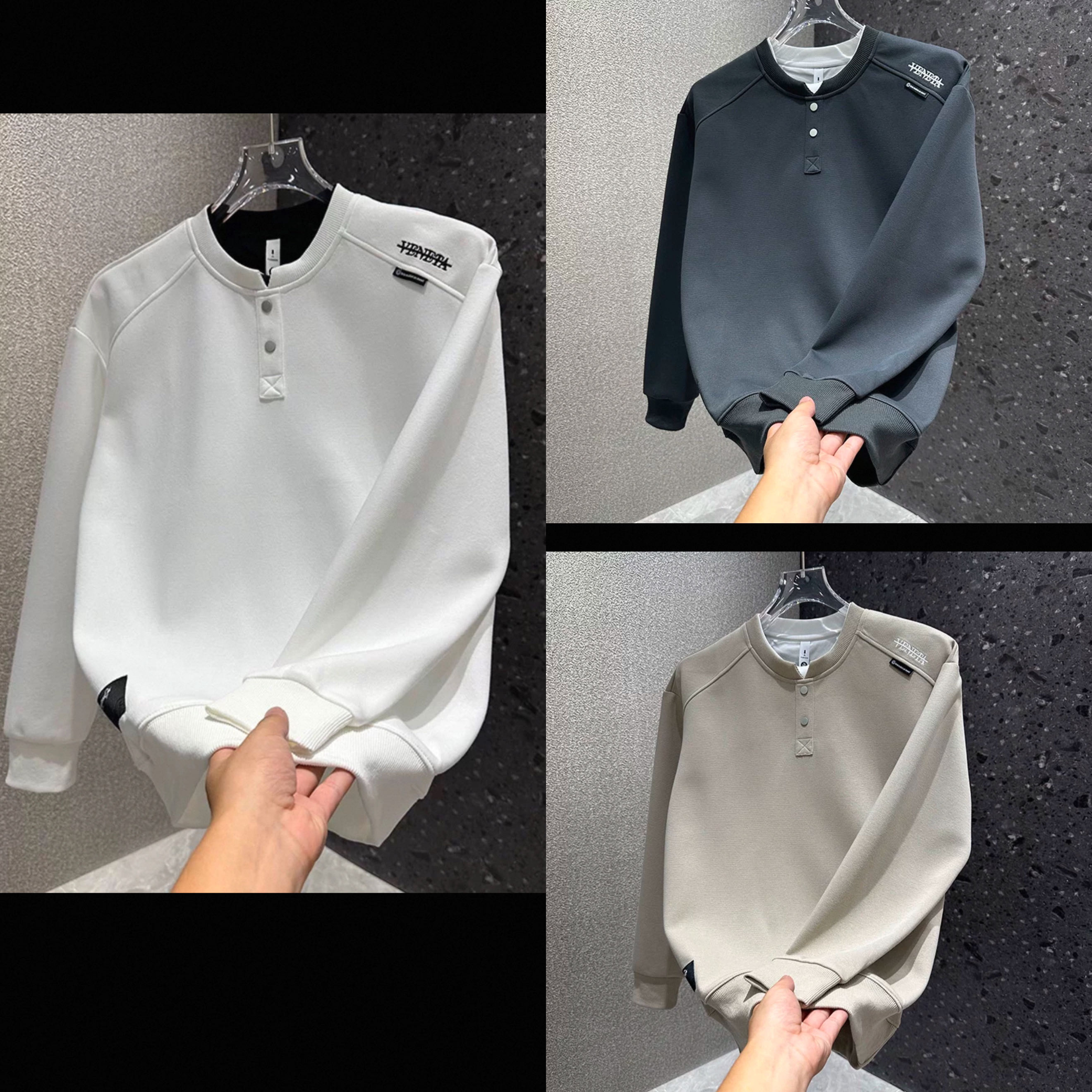 【高级感时尚卫衣上衣长袖】双色领口设计款男士秋冬季卫衣87730款