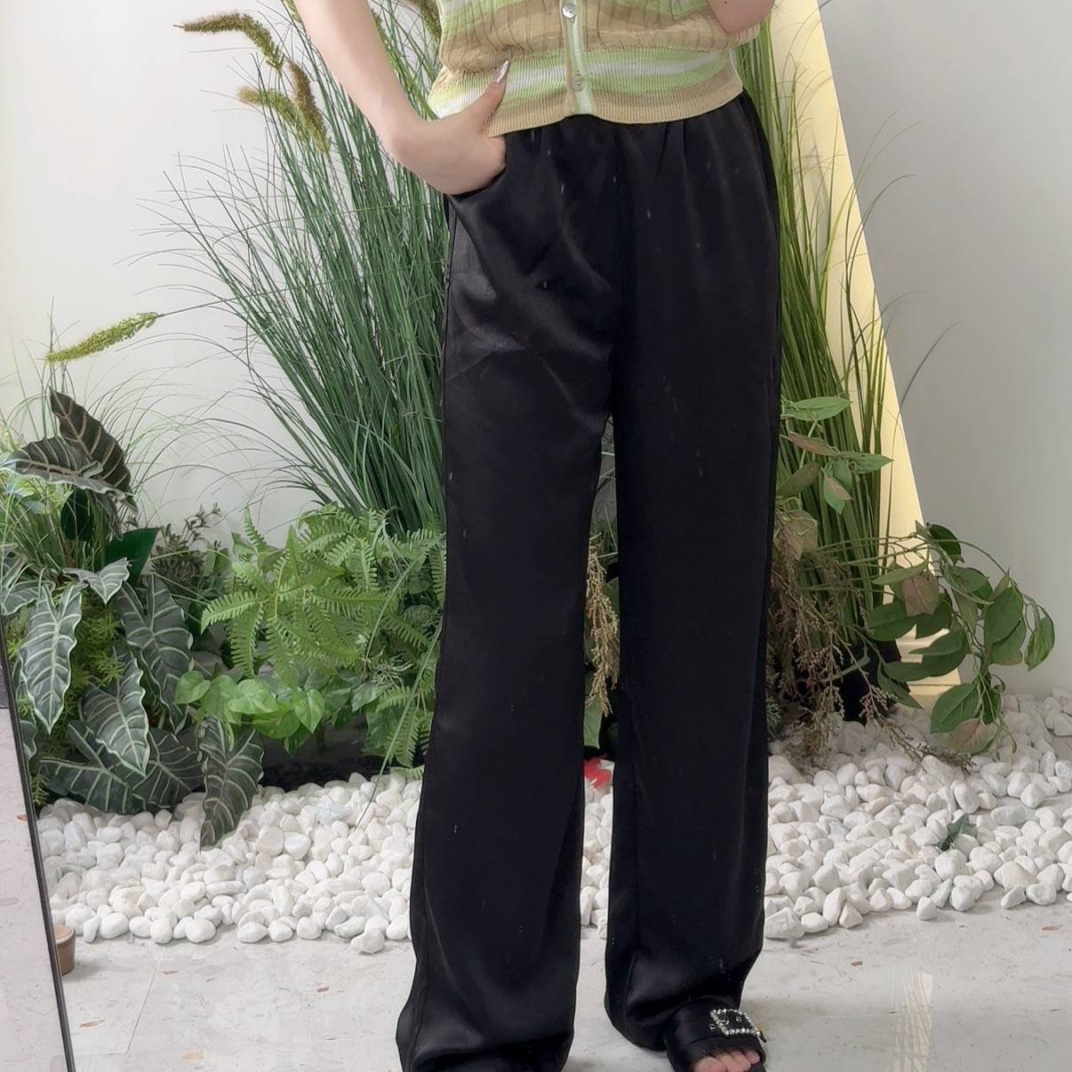夏季休闲裤复古休闲百搭黑裤子薄款女宽松阔腿裤长裤