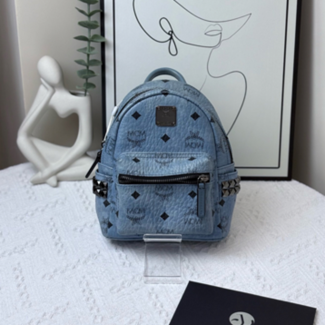 95新 MCM 双肩包 小号 蓝-/JW5692