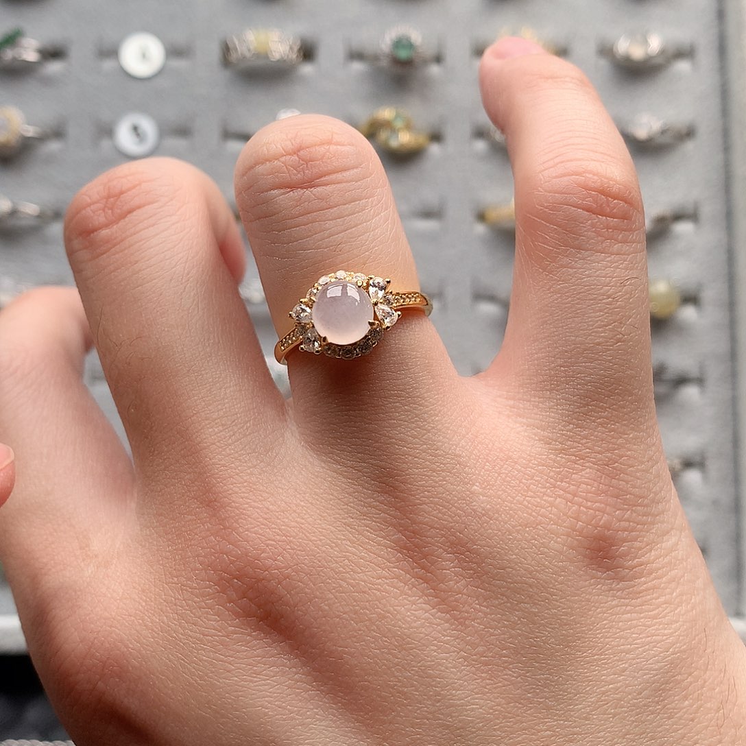 翡翠戒指银S925镶嵌0178