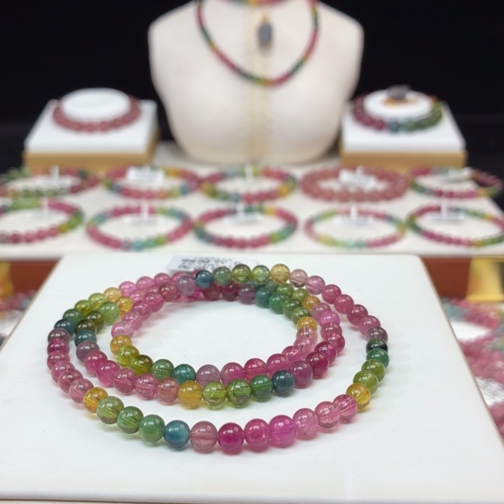 碧玺未镶嵌手链5.2mm±