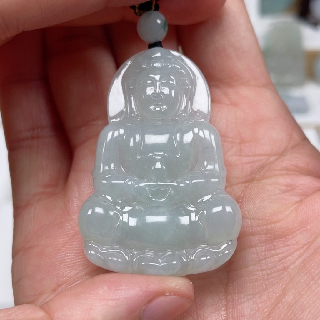 翡翠颈饰未镶嵌天然翡翠A货观音126号