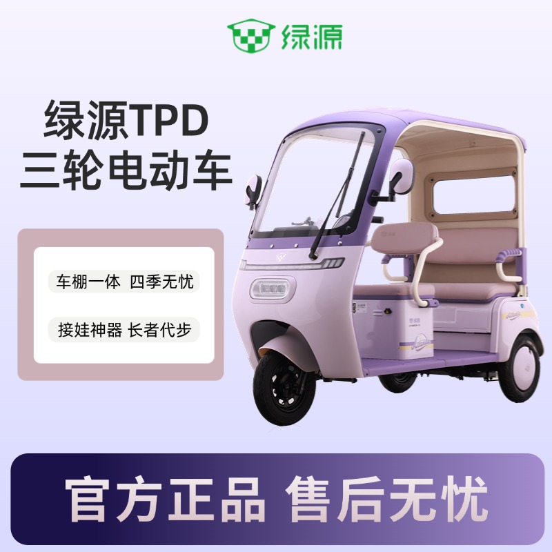 Luyuan/绿源电动三轮车大空间后封闭长续航家用代步接送孩子客货
