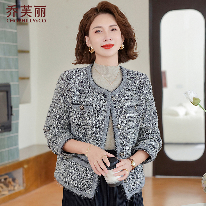 妈妈秋装小香风外套洋气高贵2025新款50多岁中老年女士春秋季上衣