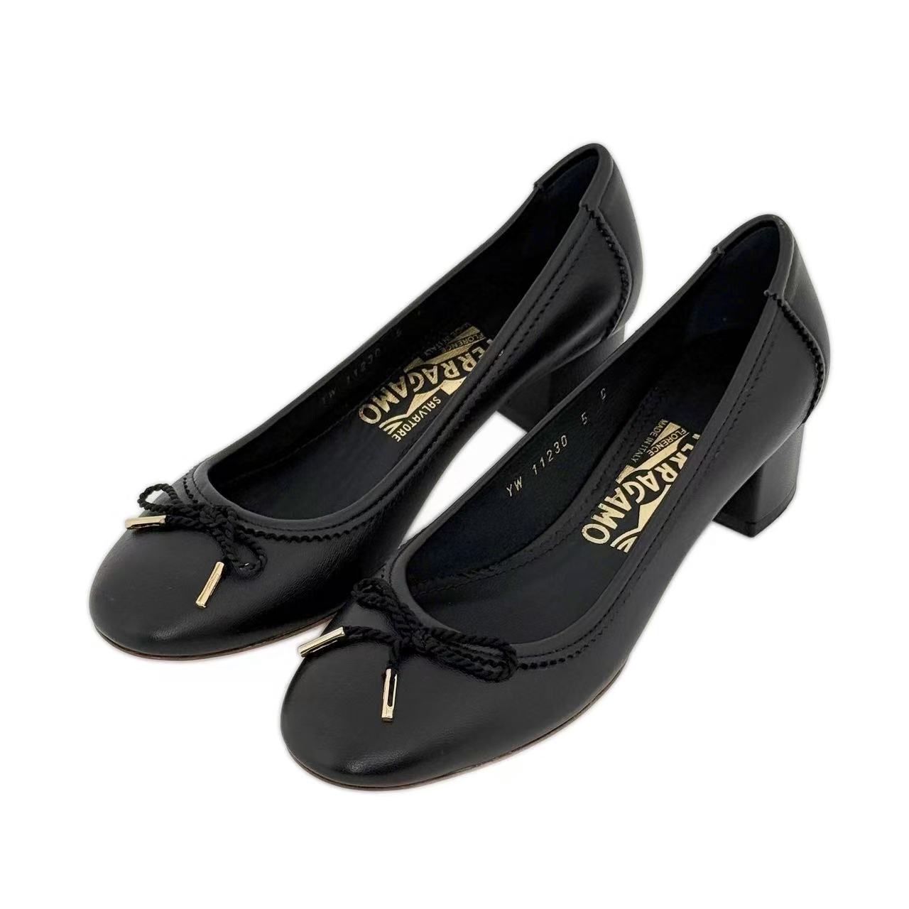 FERRAGAMO/菲拉格慕 女士粗跟黑色蝴蝶结单鞋ENEA400658230