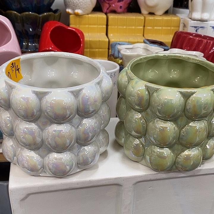 陶盆有孔 瑕疵针孔漏釉介意勿拍外高 10外口12