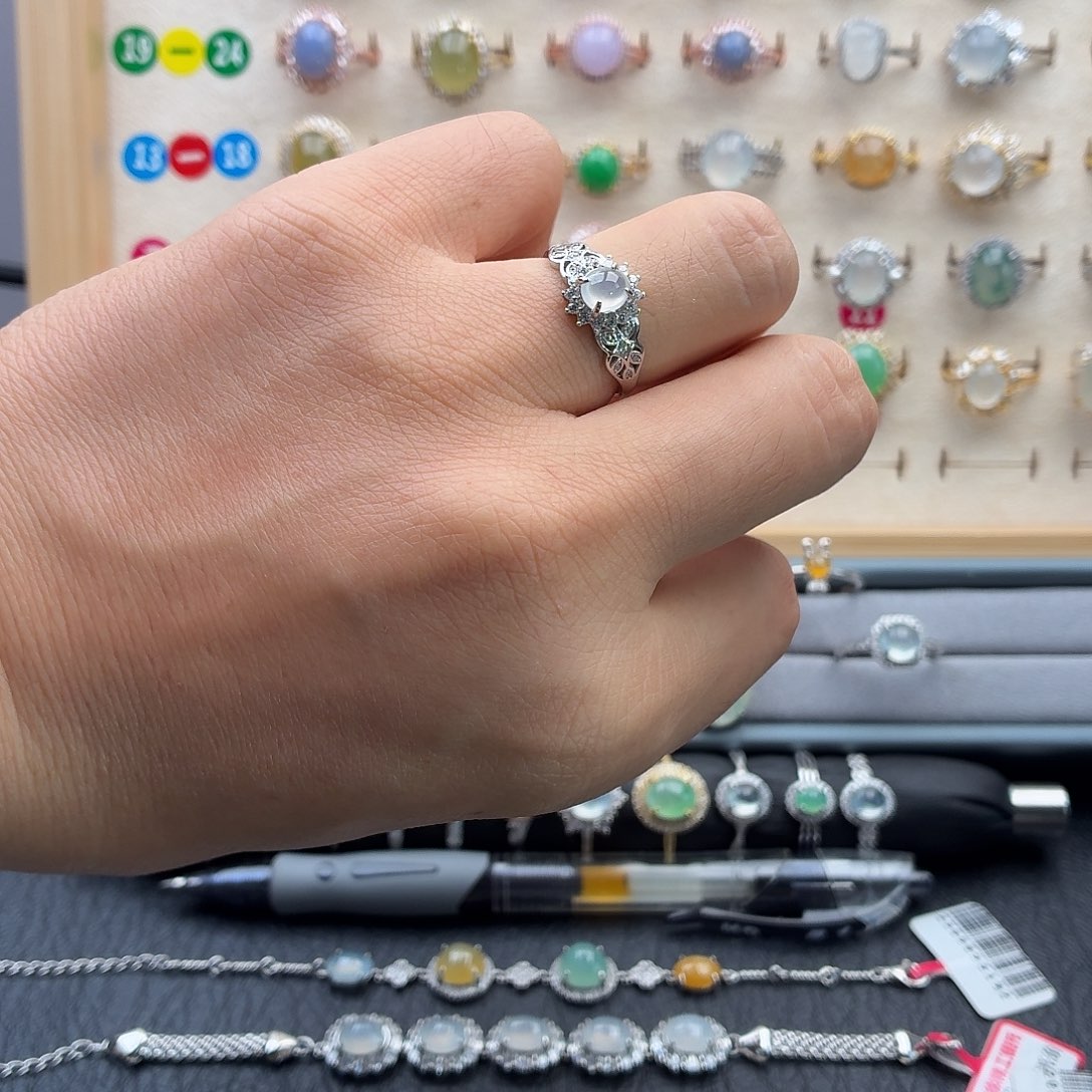 翡翠银S925镶嵌戒指