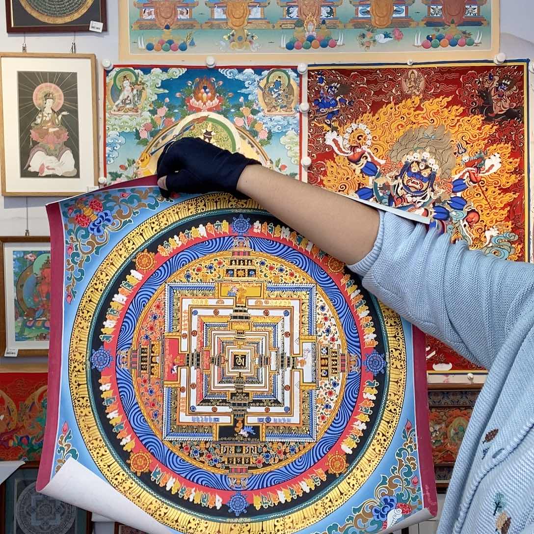 装裱画纯手绘唐卡50厘米左右坛城