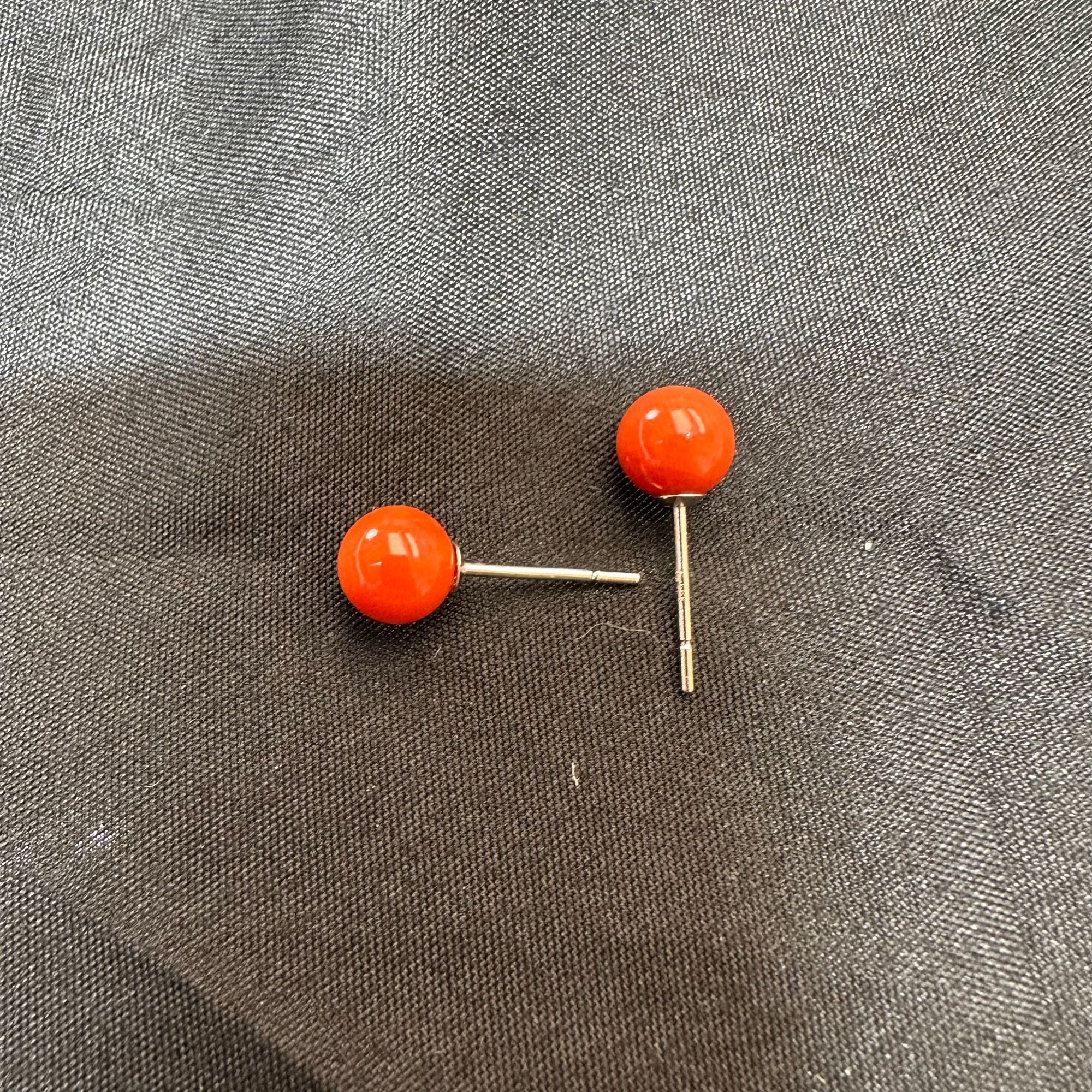 【SHED4】天然红珊瑚耳钉 多样性发一