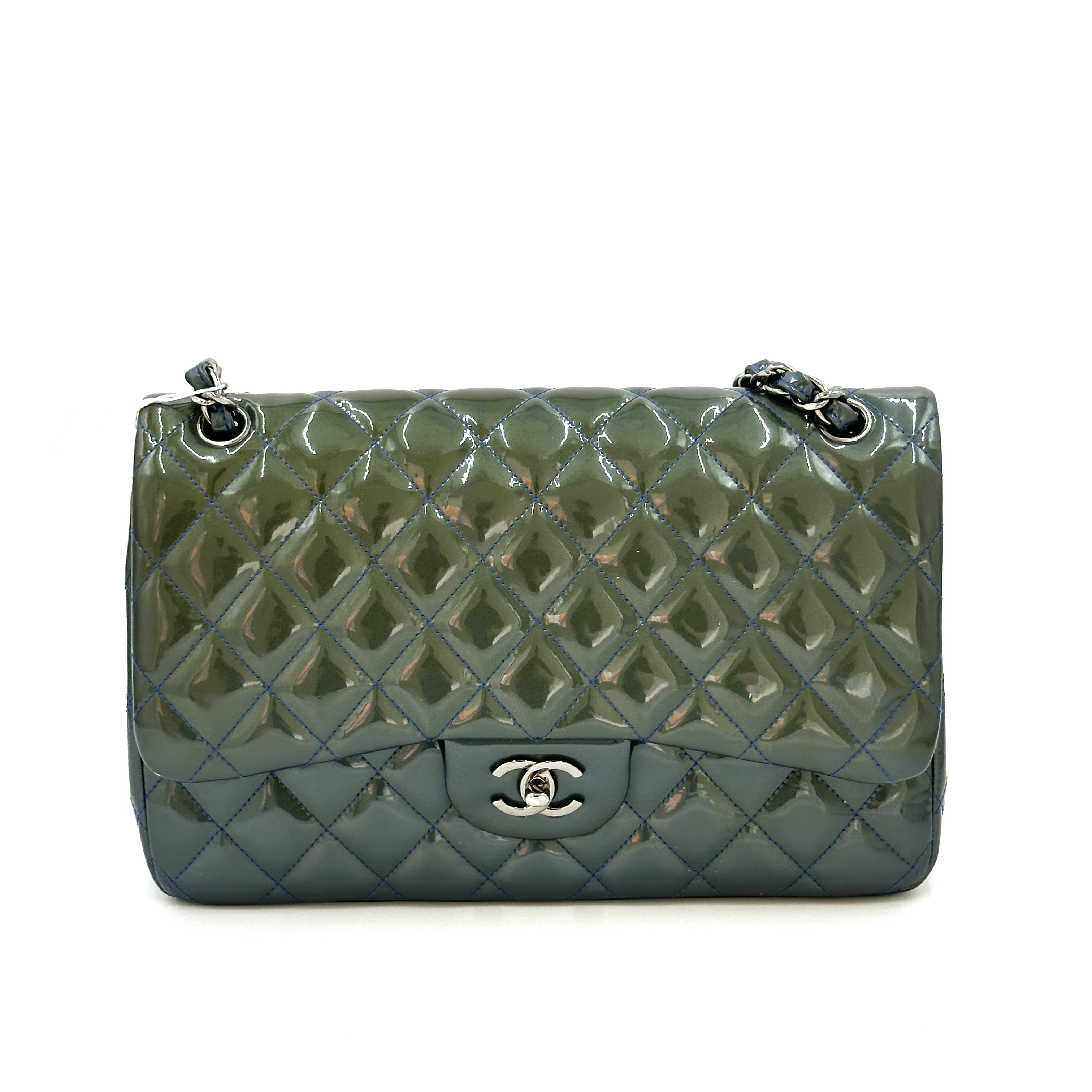 99新 Chanel/香奈儿 香奈儿 漆皮cf大号 链条包 17开 98新