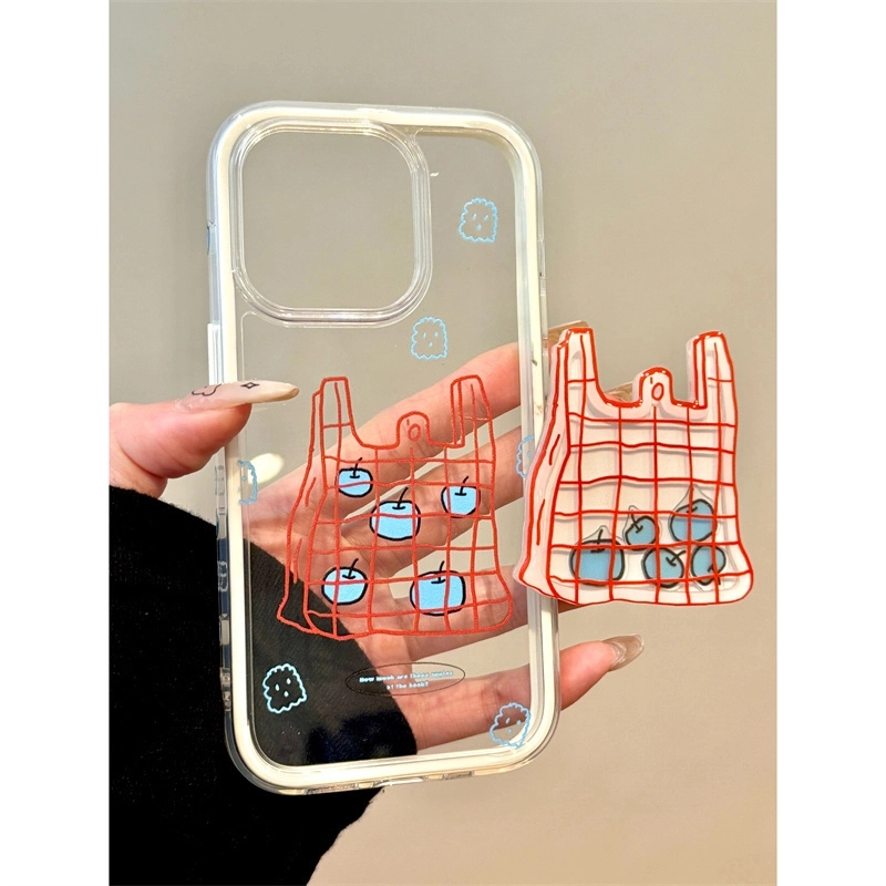 适用iphone16promax苹果购物袋15pro支架14pro硅胶壳13简约手机壳