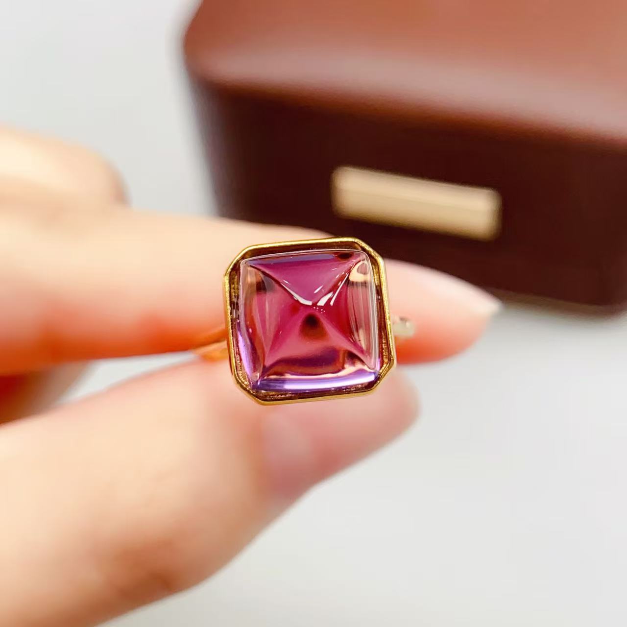 10*10mm天然糖塔紫水晶戒指简约时尚经典百搭日常