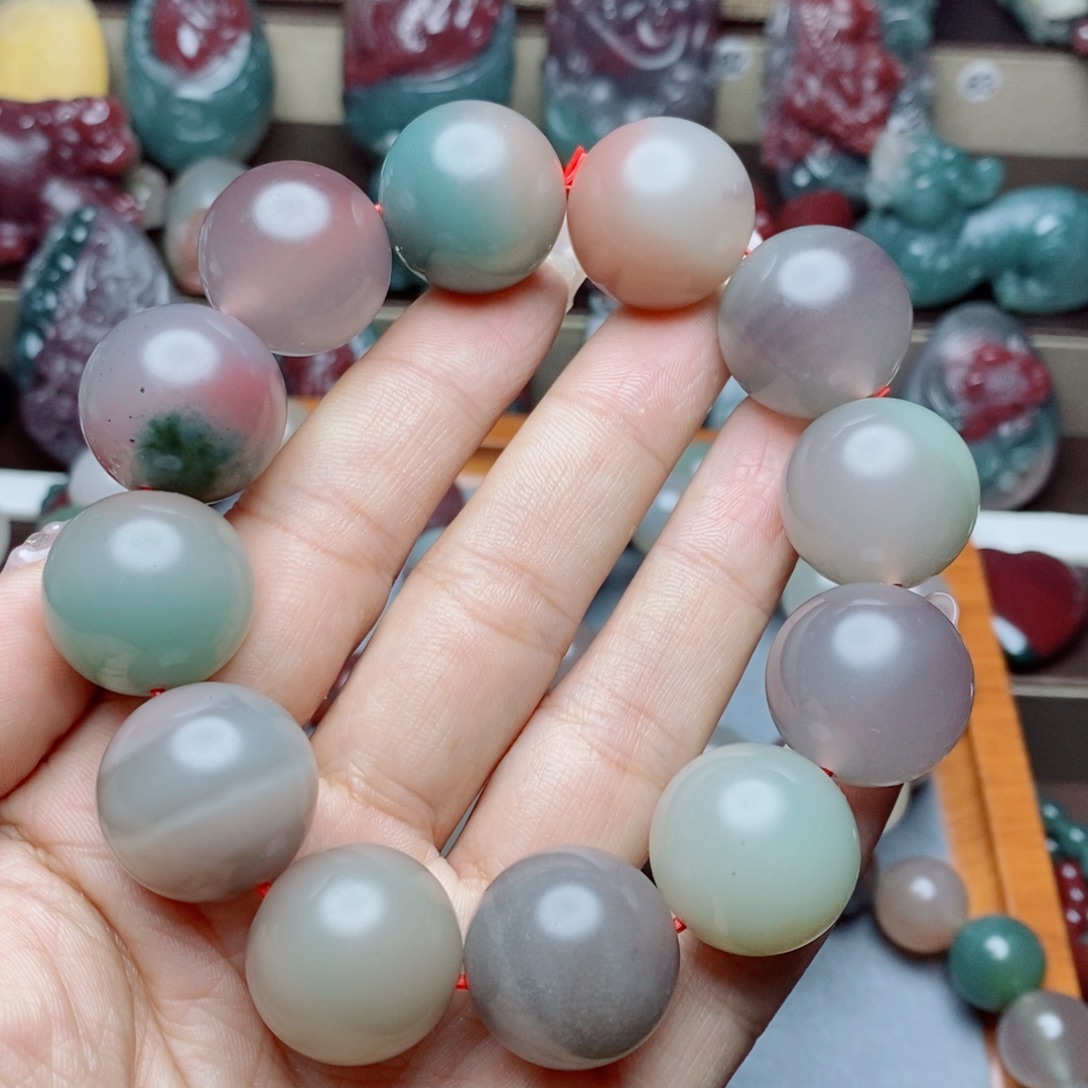 用***7石英石纯铜秦紫玉圆珠手串