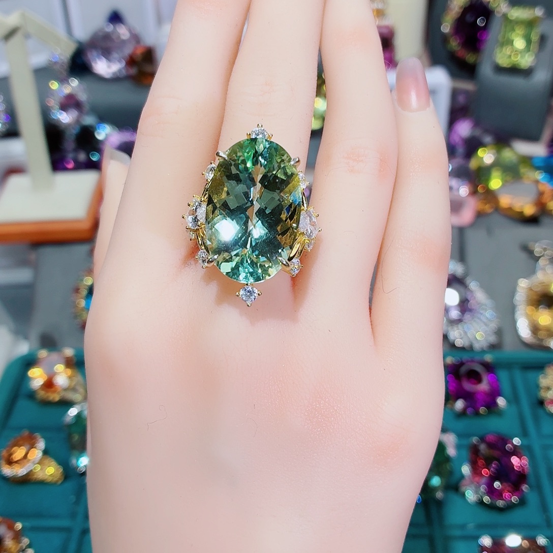 银S925镶嵌戒指水晶