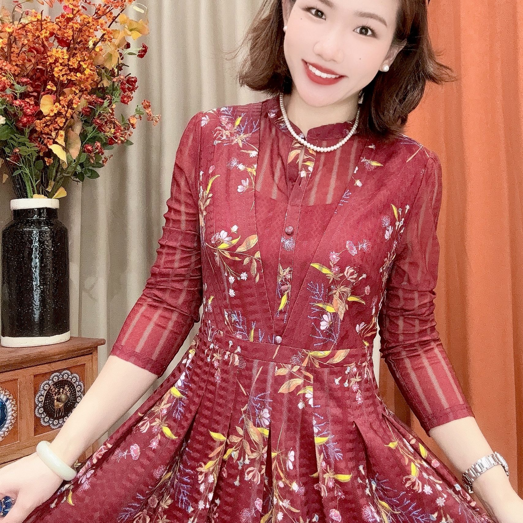 866#时尚流行减龄收腰显瘦百褶款连衣裙