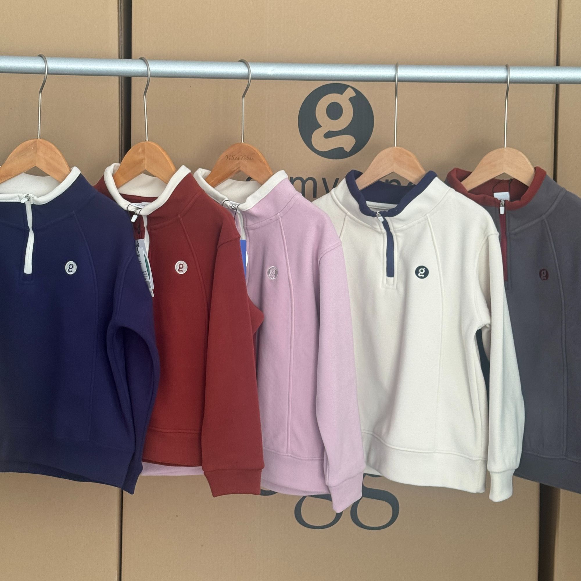 （8032）25冬季新款半拉链长袖立领打底男女童休闲上衣