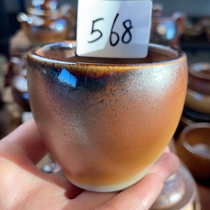 杯雨**灯建水紫陶白泥柴烧杯