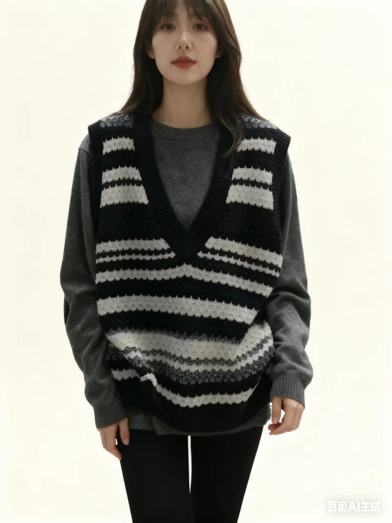 【波浪马甲】春秋韩版抗污耐脏时尚中长款叠穿毛衣薄款针织无袖288