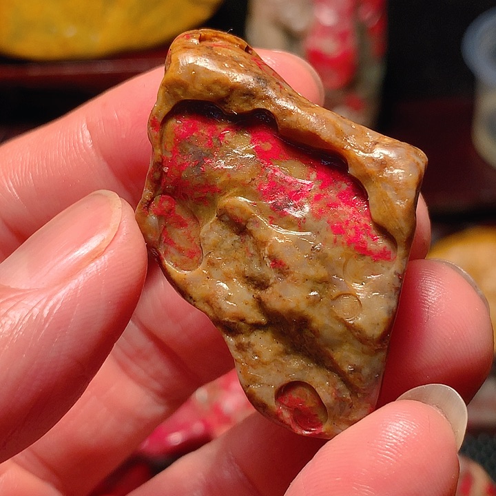 昌化鸡血石慈*心昌化田黄鸡血石