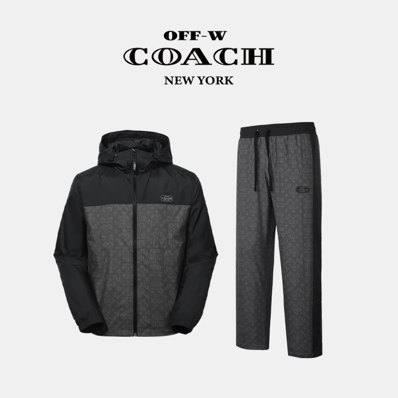 OFF-WCOACH 秋冬拉链夹克外套极简风休闲裤运动连帽套装男女同款