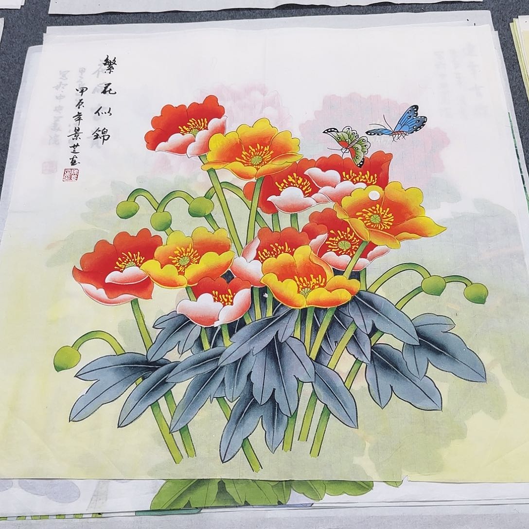 国画尺寸70X70手绘作品