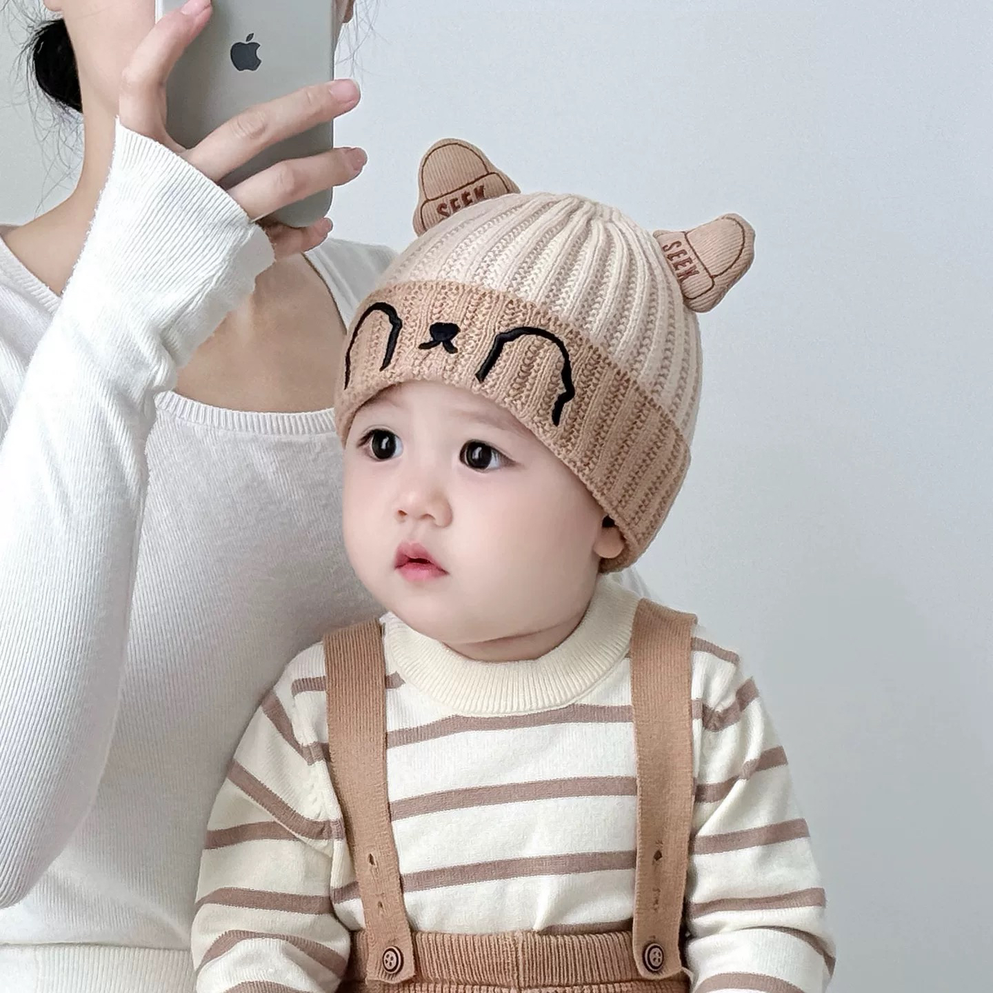 韩版超萌笑脸针织帽男女宝宝秋冬新款防寒保暖帽婴幼儿百搭儿童帽