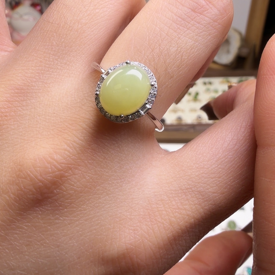 和田玉银S925镶嵌戒指