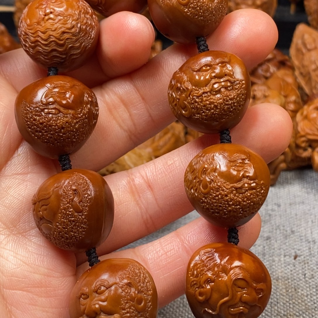 橄榄核手串/手链2.1铁核 薄意雕达摩悟道 不接定制
