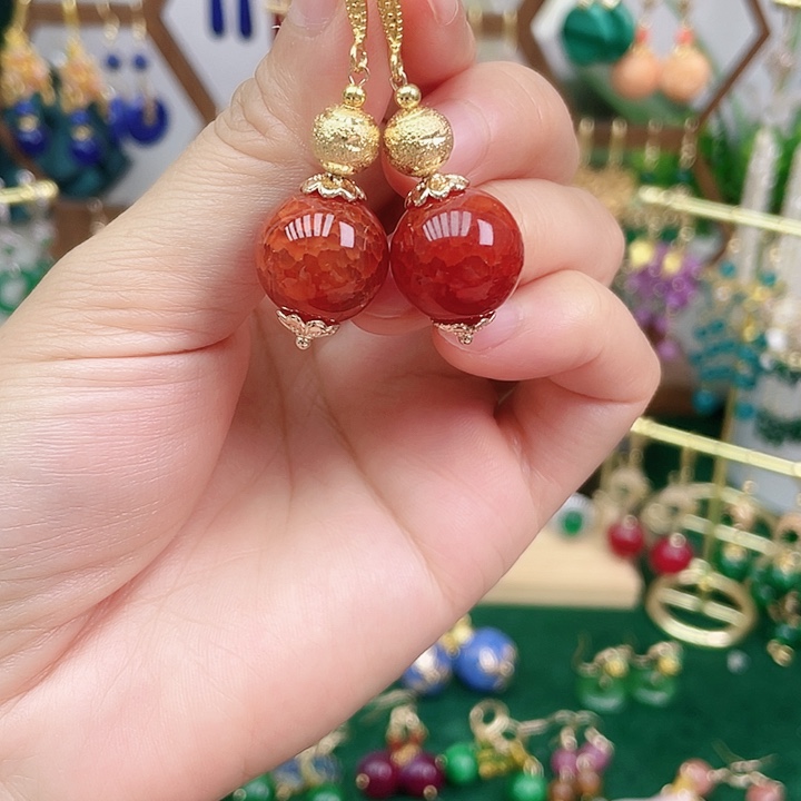 玛瑙/玉髓耳钉合金