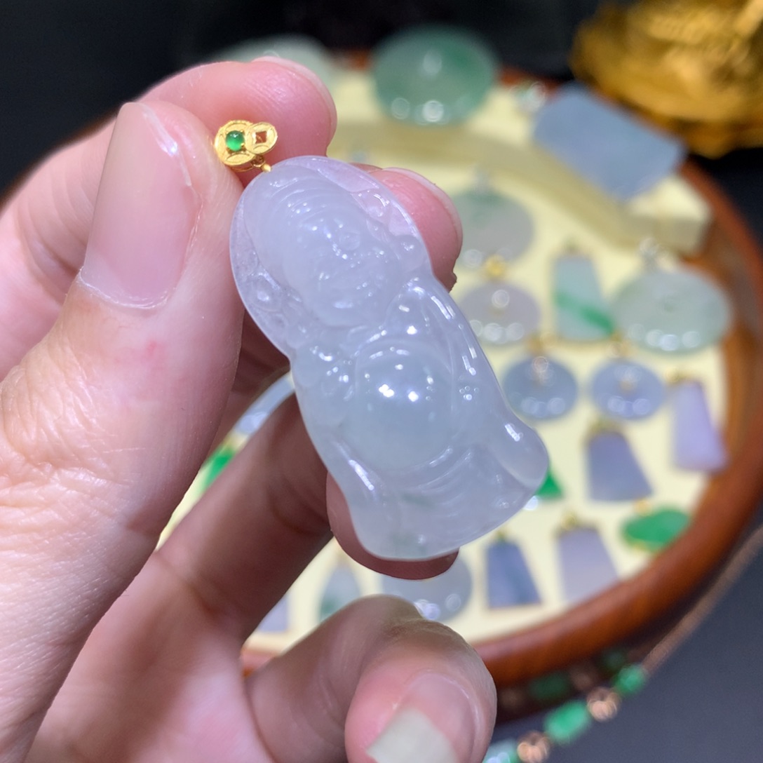 翡翠吊坠(不含链)18K金镶嵌