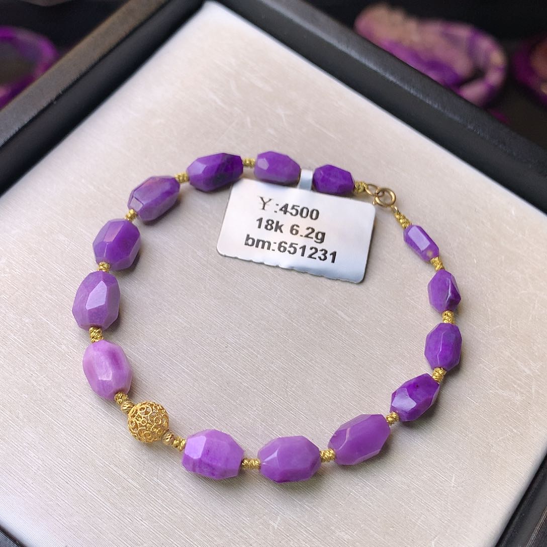 苏纪石（舒俱来）手串18K金镶嵌