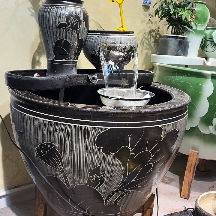 八***儿景德镇陶瓷鱼缸60平口