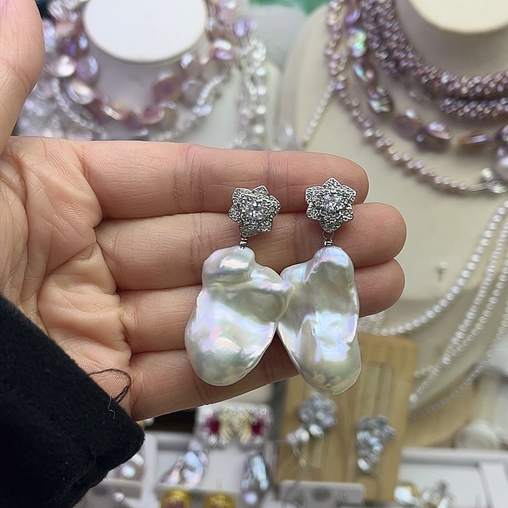 妮***芭耳饰淡水珍珠未镶嵌