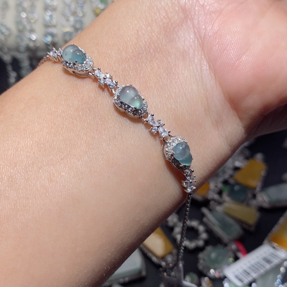 翡翠手链银S925镶嵌j j k k