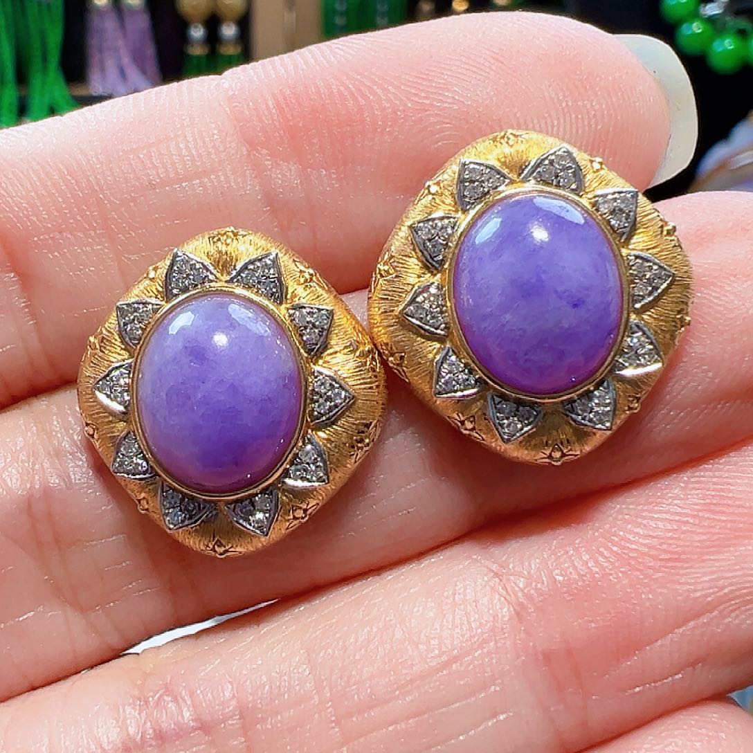 翡翠耳饰18K金镶嵌签收后24小时鉴赏期