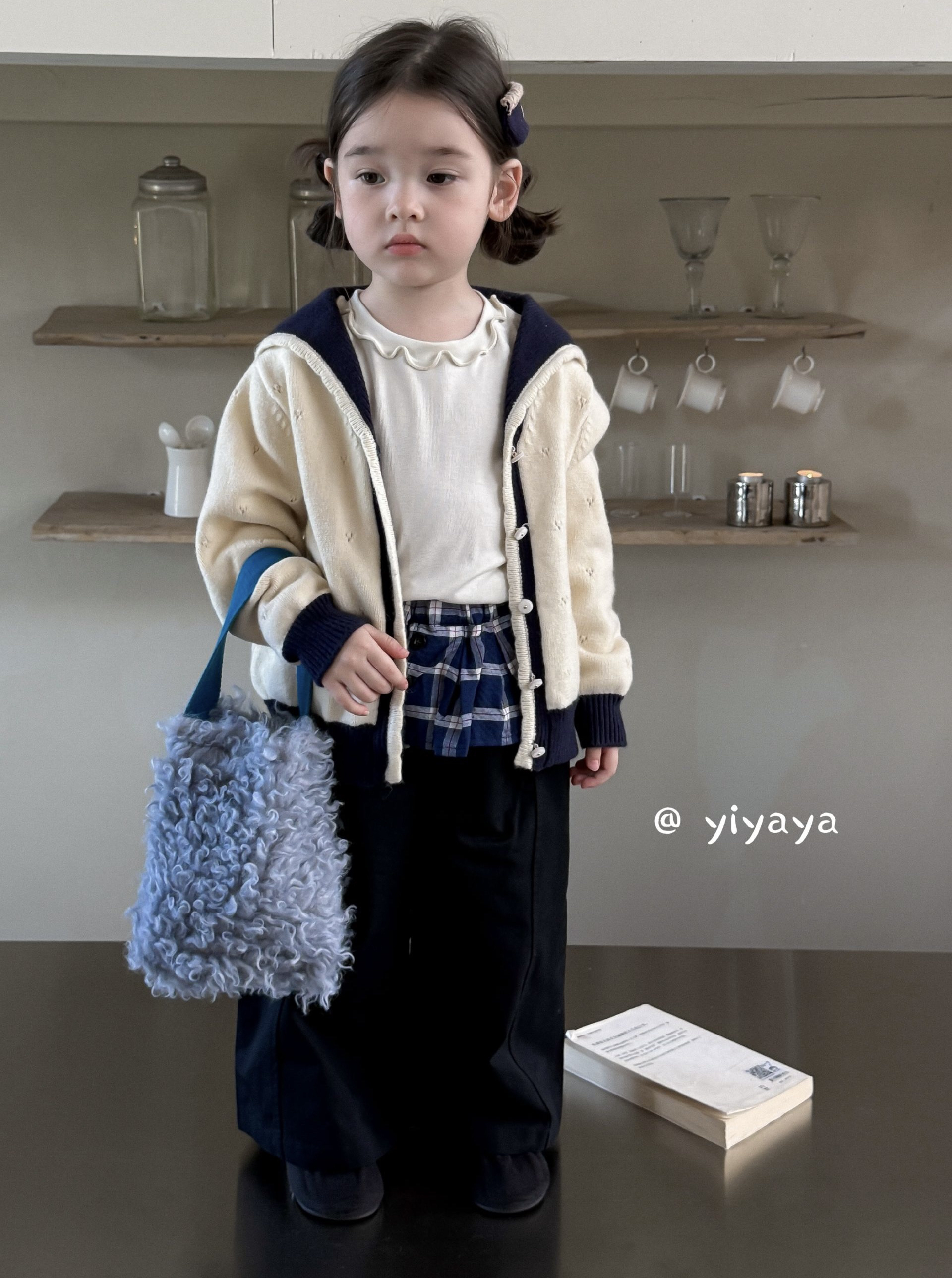 【yiyaya】25秋 套装女童屁帘直筒裤1103 杏色打底衫1169 毛衣L13