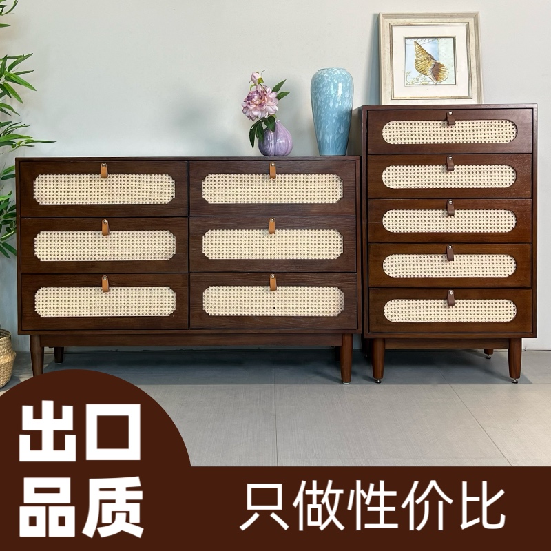 【新套餐】藤编五斗+六斗组合电视柜餐边柜设计师款屏风玄关柜2025