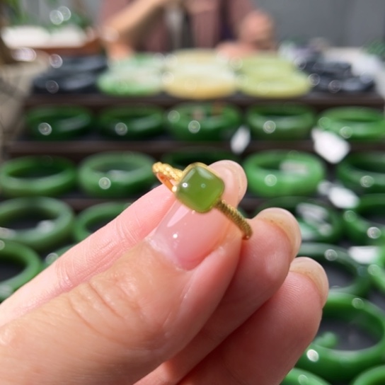 和田玉（碧玉）戒指银S925镶嵌