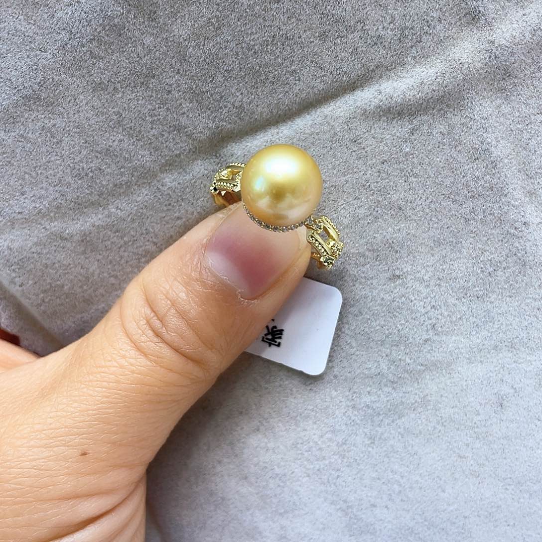 海水珍珠戒圈银S925镶嵌